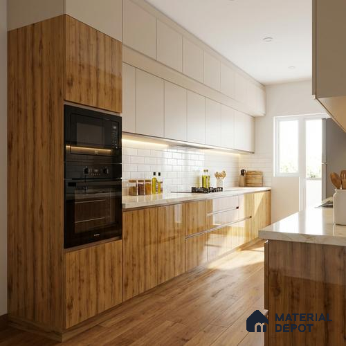 Wooden Look LM 02961 Penut Pine 8 ft x 4 ft High Gloss Finish Decorative Laminate - 1 mm | Suitable for TV Unit, Wardrobe, Kitchen Cabinets