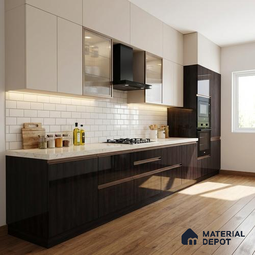 Wooden Look LM 02962 Swissable 8 ft x 4 ft High Gloss Finish Decorative Laminate - 1 mm | Suitable for TV Unit, Wardrobe, Kitchen Cabinets