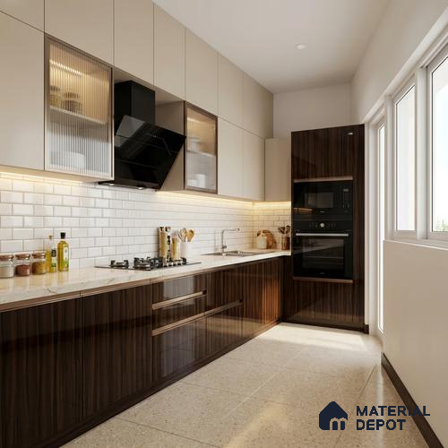 Wooden Look LM 02966 Smoke Walnut 8 ft x 4 ft High Gloss Finish Decorative Laminate - 1 mm | Suitable for TV Unit, Wardrobe, Kitchen Cabinets
