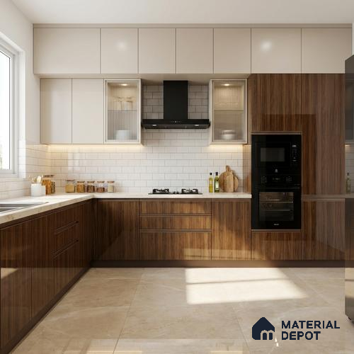 Wooden Look LM 02971 Manchurian Walnut 8 ft x 4 ft High Gloss Finish Decorative Laminate - 1 mm | Suitable for TV Unit, Wardrobe, Kitchen Cabinets