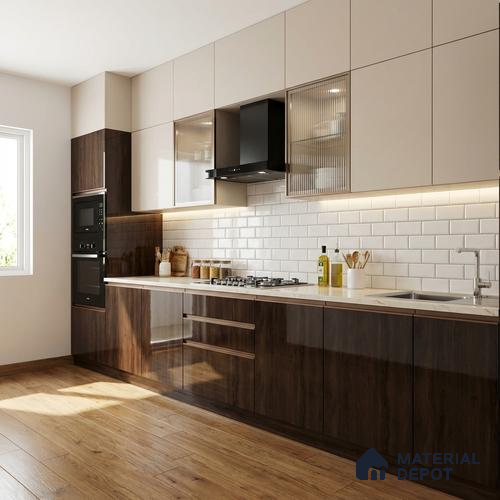 Wooden Look LM 02973 Choco Sahara 8 ft x 4 ft High Gloss Finish Decorative Laminate - 1 mm | Suitable for TV Unit, Wardrobe, Kitchen Cabinets