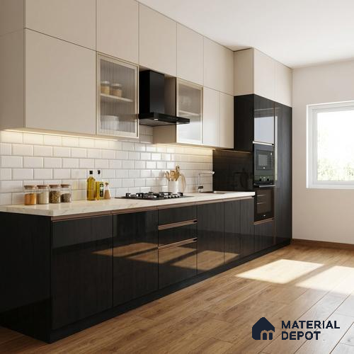 Wooden Look LM 02974 Azure Accent 8 ft x 4 ft High Gloss Finish Decorative Laminate - 1 mm | Suitable for TV Unit, Wardrobe, Kitchen Cabinets
