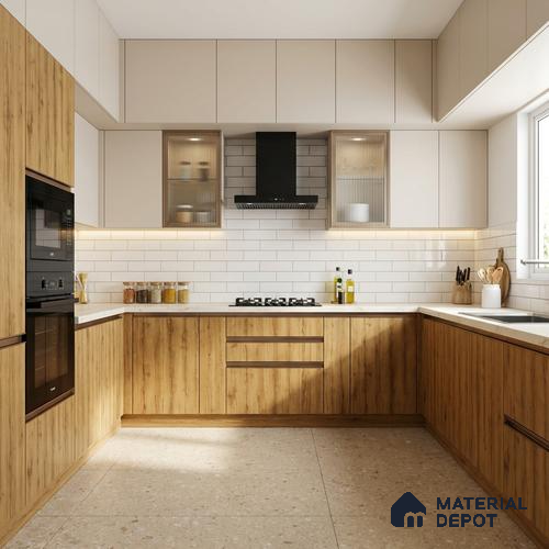 Wooden Look LM 02990 Peanut Pine 8 ft x 4 ft Suede Finish Decorative Laminate - 1 mm | Suitable for TV Unit, Wardrobe, Kitchen Cabinets
