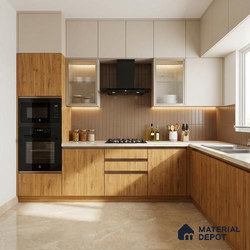 Wooden Look LM 03000 Swiss Wooden Light 8 ft x 4 ft Suede Finish Decorative Laminate - 1 mm | Suitable for TV Unit, Wardrobe, Kitchen Cabinets