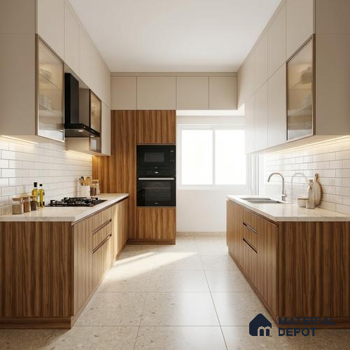 Wooden Look LM 03004 Santana Gold 8 ft x 4 ft Suede Finish Decorative Laminate - 1 mm | Suitable for TV Unit, Wardrobe, Kitchen Cabinets