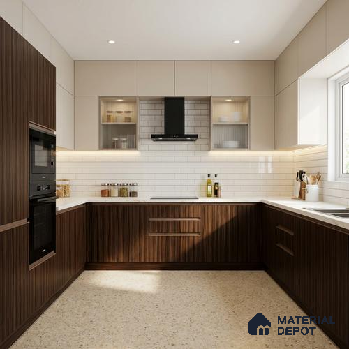 Wooden Look LM 03005 Smoke Walnut 8 ft x 4 ft Suede Finish Decorative Laminate - 1 mm | Suitable for TV Unit, Wardrobe, Kitchen Cabinets