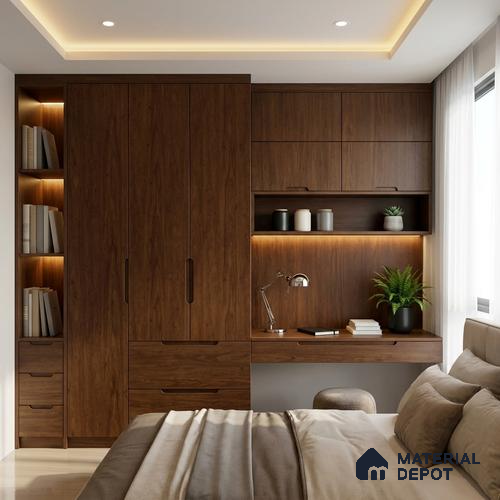 Wooden Look LM 03009 Oxford Cherry 8 ft x 4 ft Suede Finish Decorative Laminate - 1 mm | Suitable for TV Unit, Wardrobe, Kitchen Cabinets