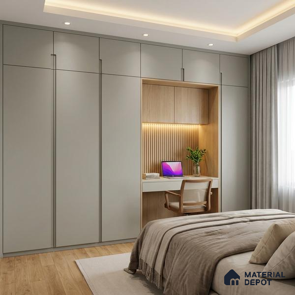Grey Solid Colors Look LM 03022 Light Grey 8 ft x 4 ft Zero Soft Matt Finish Decorative Laminate - 1 mm | Suitable for Living Room, Kitchen, Office
