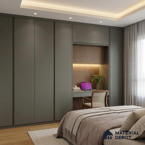 Trout Grey Solid Colors Look LM 03023 Trout 8 ft x 4 ft Zero Soft Matt Finish Decorative Laminate - 1 mm | Suitable for Living Room, Kitchen, Office