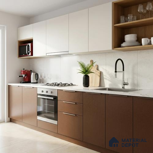 Metallic Golden Brown Solid Colors Look LM 03040 Metallic Golden 8 ft x 4 ft Metallic Glossy Finish Decorative Laminate - 1 mm | Suitable for Living Room, Kitchen, Office