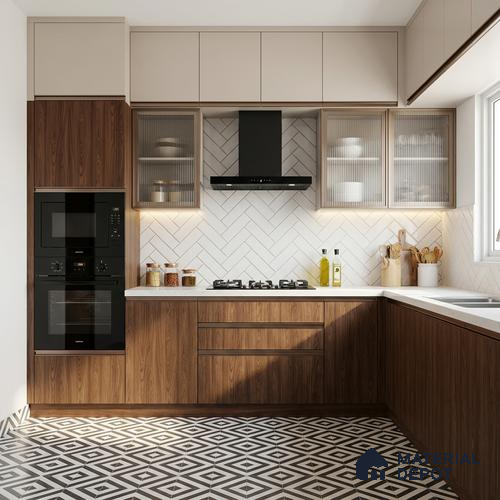 Wooden Look LM 03847 Modern Walnut 8 ft x 4 ft Texture Finish Decorative Laminate - 1 mm | Suitable for TV Unit, Wardrobe, Kitchen Cabinets