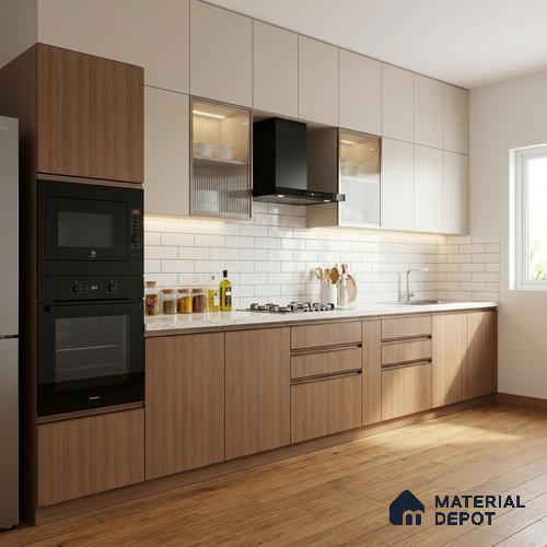 Wooden Look LM 03860 Sap Walnut 8 ft x 4 ft Texture Finish Decorative Laminate - 1 mm | Suitable for TV Unit, Wardrobe, Kitchen Cabinets