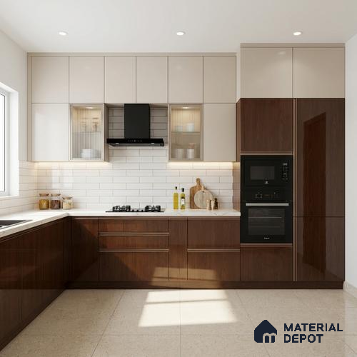 Wooden Look LM 03867 Caramel 8 ft x 4 ft High Gloss Finish Decorative Laminate - 1 mm | Suitable for TV Unit, Wardrobe, Kitchen Cabinets