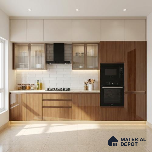 Wooden Look LM 03870 Sessaila Oak 8 ft x 4 ft High Gloss Finish Decorative Laminate - 1 mm | Suitable for TV Unit, Wardrobe, Kitchen Cabinets