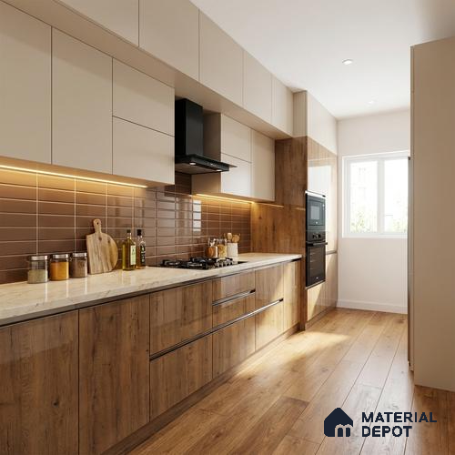 Wooden Look LM 03875 Bunratty Oak 8 ft x 4 ft High Gloss Finish Decorative Laminate - 1 mm | Suitable for TV Unit, Wardrobe, Kitchen Cabinets