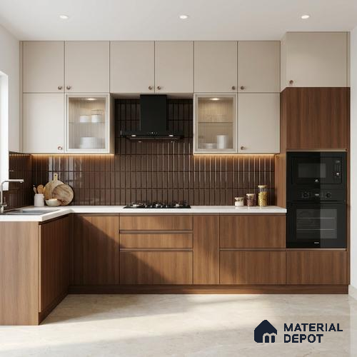 Wooden Look LM 03950 Golden Walnut 8 ft x 4 ft Texture Finish Decorative Laminate - 1 mm | Suitable for TV Unit, Wardrobe, Kitchen Cabinets