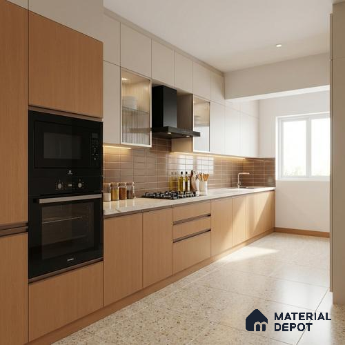 Wooden Look LM 03958 Sepia Oak 8 ft x 4 ft Suede Finish Decorative Laminate - 1 mm | Suitable for TV Unit, Wardrobe, Kitchen Cabinets