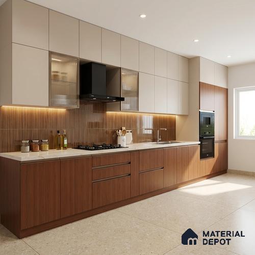 Wooden Look LM 03963 Autumn Mahogany 8 ft x 4 ft Suede Finish Decorative Laminate - 1 mm | Suitable for TV Unit, Wardrobe, Kitchen Cabinets
