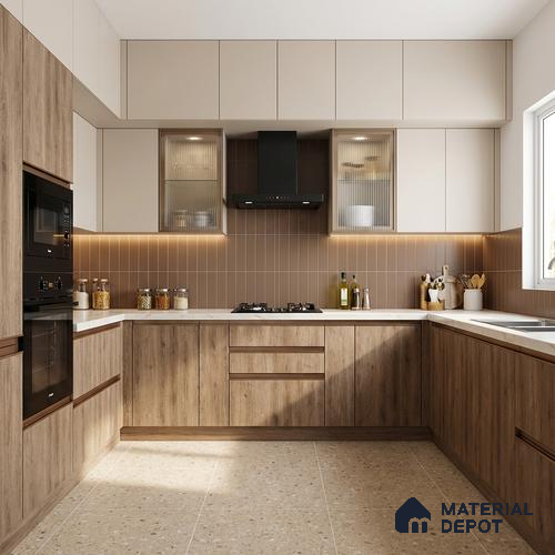 Wooden Look LM 05350 Cezarus Kraft Oak 8 ft x 4 ft Texture Finish Decorative Laminate - 1 mm | Suitable for TV Unit, Wardrobe, Kitchen Cabinets