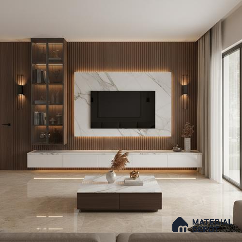 White Marble Look LM 10895 8 ft x 4 ft Glossy Finish Decorative Laminate - 1 mm | Suitable for TV Unit, Wardrobe, Kitchen Cabinets