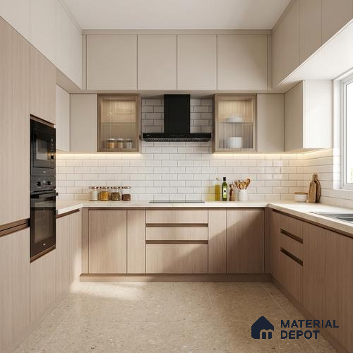 Wooden Look LM 10904 Ponderos Wood Light 8 ft x 4 ft Texture Finish Decorative Laminate - 1 mm | Suitable for TV Unit, Wardrobe, Kitchen Cabinets