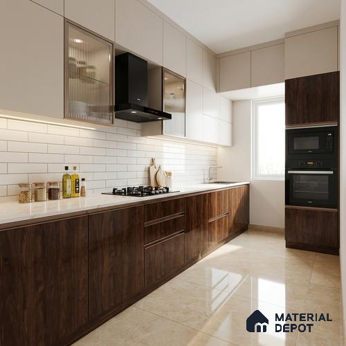 Wooden Look LM 10955 Myrtle Tuscan 8 ft x 4 ft Glossy Finish Decorative Laminate - 1 mm | Suitable for TV Unit, Wardrobe, Kitchen Cabinets