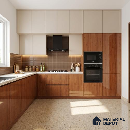 Wooden Look LM 10958 Blonde Base 8 ft x 4 ft Glossy Finish Decorative Laminate - 1 mm | Suitable for TV Unit, Wardrobe, Kitchen Cabinets