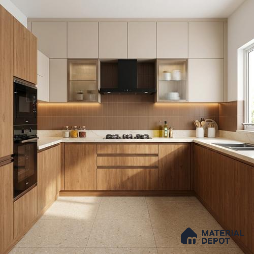 Wooden Look LM 13859 Sapped Walnut 8 ft x 4 ft Texture Finish Decorative Laminate - 1 mm | Suitable for TV Unit, Wardrobe, Kitchen Cabinets