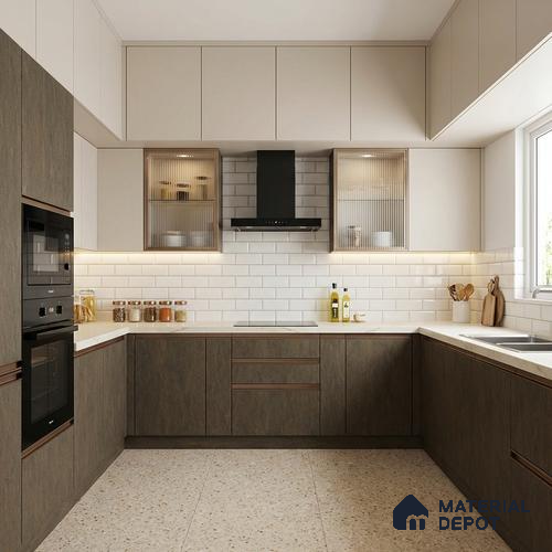 Wooden Look LM 13865 Hard Travertine 8 ft x 4 ft Texture Finish Decorative Laminate - 1 mm | Suitable for TV Unit, Wardrobe, Kitchen Cabinets