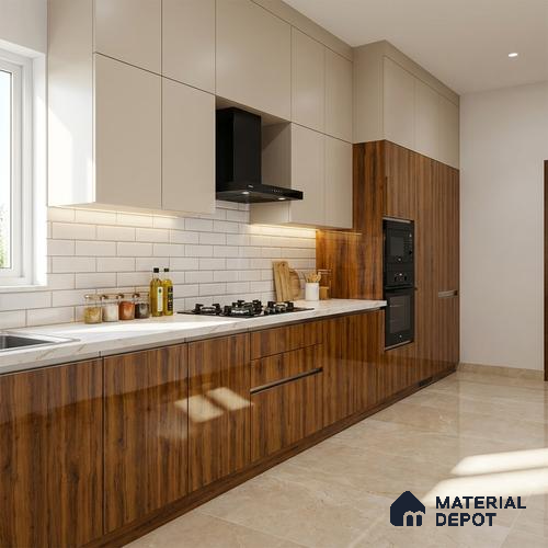 Wooden Look LM 13895 8 ft x 4 ft High Gloss Finish Decorative Laminate - 1 mm | Suitable for TV Unit, Wardrobe, Kitchen Cabinets