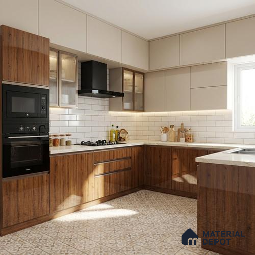 Wooden Look LM 13896 8 ft x 4 ft High Gloss Finish Decorative Laminate - 1 mm | Suitable for TV Unit, Wardrobe, Kitchen Cabinets