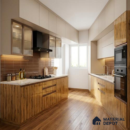 Wooden Look LM 13897 8 ft x 4 ft High Gloss Finish Decorative Laminate - 1 mm | Suitable for TV Unit, Wardrobe, Kitchen Cabinets