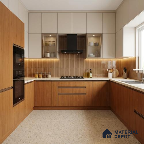 Wooden Look LM 18776 Caramelised Pine 8 ft x 4 ft Texture Finish Decorative Laminate - 1 mm | Suitable for TV Unit, Wardrobe, Kitchen Cabinets
