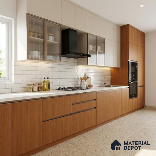 Wooden Look LM 18779 Caramelised Pine 8 ft x 4 ft Texture Finish Decorative Laminate - 1 mm | Suitable for TV Unit, Wardrobe, Kitchen Cabinets