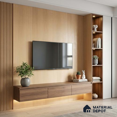 Wooden Look LM 18786 Barley Birch 8 ft x 4 ft Texture Finish Decorative Laminate - 1 mm | Suitable for TV Unit, Wardrobe, Kitchen Cabinets