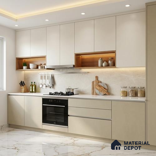 LM 19174 Mysore Ivory 8 ft x 4 ft Suede Finish Decorative Laminate - 1 mm | Suitable for Living Room, Kitchen, Office