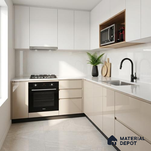 LM 19175 Mysore Ivory 8 ft x 4 ft High Gloss Finish Decorative Laminate - 1 mm | Suitable for Living Room, Kitchen, Office