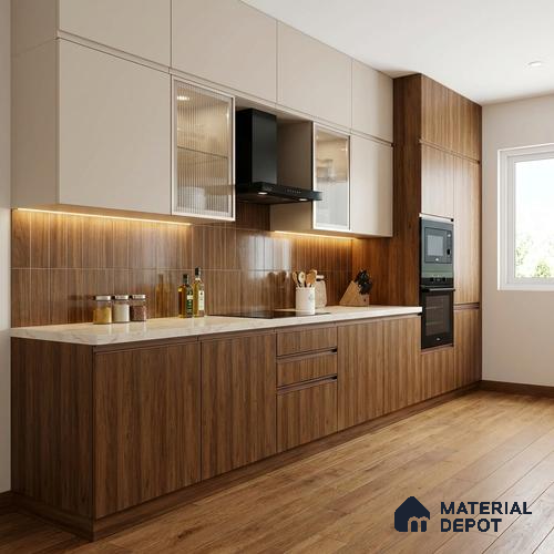 Wooden Look LM 19177 Juglans Polished 8 ft x 4 ft Texture Finish Decorative Laminate - 1 mm | Suitable for TV Unit, Wardrobe, Kitchen Cabinets