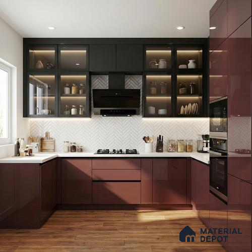 Solid Colors Look LM 19223 Rouge 8 ft x 4 ft Glossy Finish Decorative Laminate - 1 mm | Suitable for Living Room, Kitchen, Office
