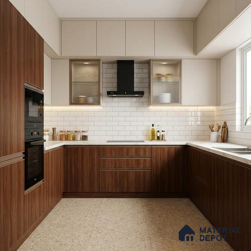 Wooden Look LM 19271 Polished Walnut 8 ft x 4 ft Texture Finish Decorative Laminate - 1 mm | Suitable for TV Unit, Wardrobe, Kitchen Cabinets
