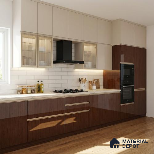 Wooden Look LM 19314 Golden Teak 8 ft x 4 ft Glossy Finish Decorative Laminate - 1 mm | Suitable for TV Unit, Wardrobe, Kitchen Cabinets