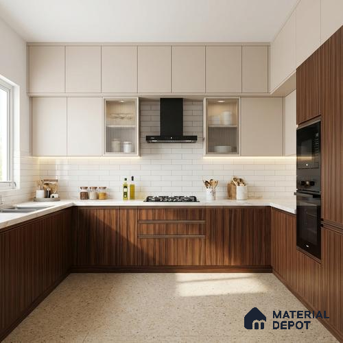 Wooden Look LM 19326 Wharthon Walnut 8 ft x 4 ft Texture Finish Decorative Laminate - 1 mm | Suitable for TV Unit, Wardrobe, Kitchen Cabinets