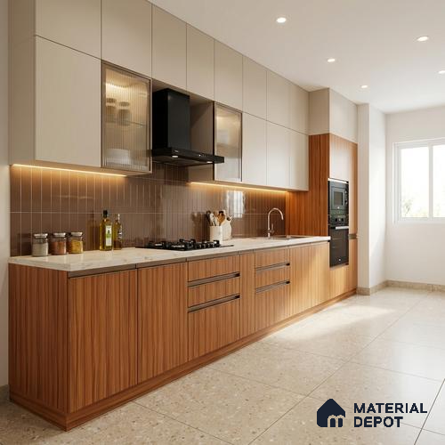 Wooden Look LM 19327 Waterloo Walnut 8 ft x 4 ft Texture Finish Decorative Laminate - 1 mm | Suitable for TV Unit, Wardrobe, Kitchen Cabinets