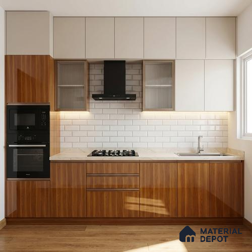 Wooden Look LM 19355 English Juglans 8 ft x 4 ft Glossy Finish Decorative Laminate - 1 mm | Suitable for TV Unit, Wardrobe, Kitchen Cabinets