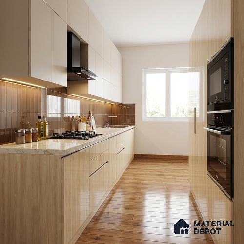 Wooden Look LM 19360 Baraki Walnut 8 ft x 4 ft Glossy Finish Decorative Laminate - 1 mm | Suitable for TV Unit, Wardrobe, Kitchen Cabinets