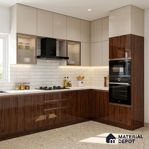 Wooden Look LM 19365 Tropical Wood 8 ft x 4 ft Glossy Finish Decorative Laminate - 1 mm | Suitable for TV Unit, Wardrobe, Kitchen Cabinets