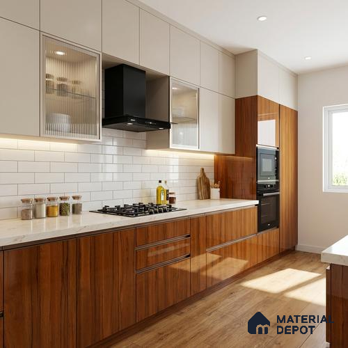 Wooden Look LM 19366 Apple Wood Usa 8 ft x 4 ft Glossy Finish Decorative Laminate - 1 mm | Suitable for TV Unit, Wardrobe, Kitchen Cabinets