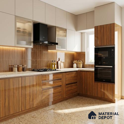 Wooden Look LM 19367 Apple Wood Uk 8 ft x 4 ft Glossy Finish Decorative Laminate - 1 mm | Suitable for TV Unit, Wardrobe, Kitchen Cabinets