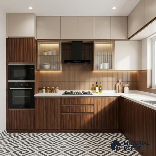 Wooden Look LM 19406 Wharthon Walnut 8 ft x 4 ft Suede Finish Decorative Laminate - 1 mm | Suitable for TV Unit, Wardrobe, Kitchen Cabinets