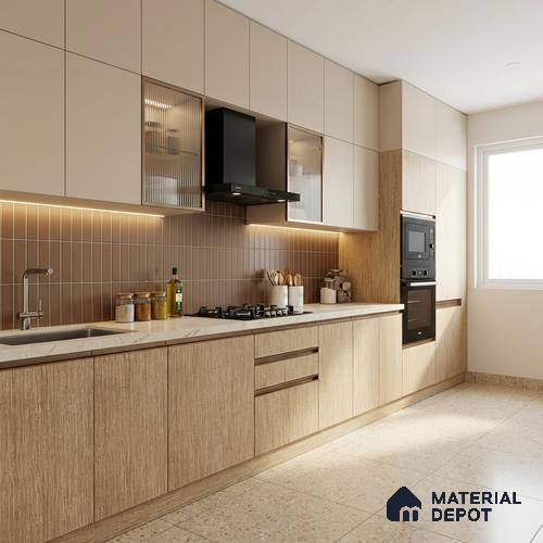 Wooden Look LM 19407 Mali Mahogany 8 ft x 4 ft Suede Finish Decorative Laminate - 1 mm | Suitable for TV Unit, Wardrobe, Kitchen Cabinets